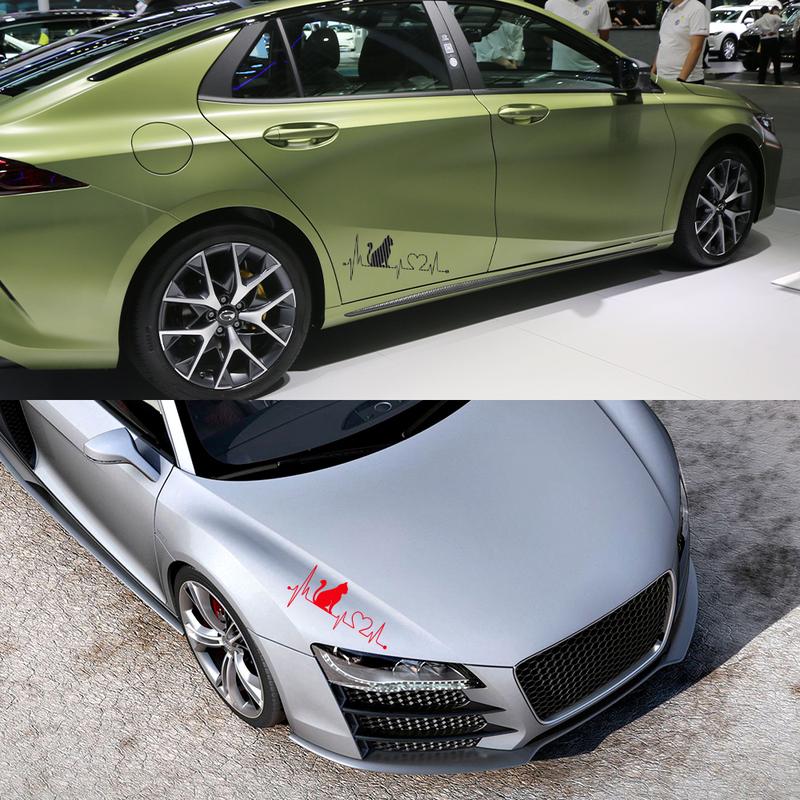 Universal Car Body Vinyl Sticker Cat Electrocardiogram Graphics Decal DIY Style Auto Window Hood Tail Tuning Accessories
