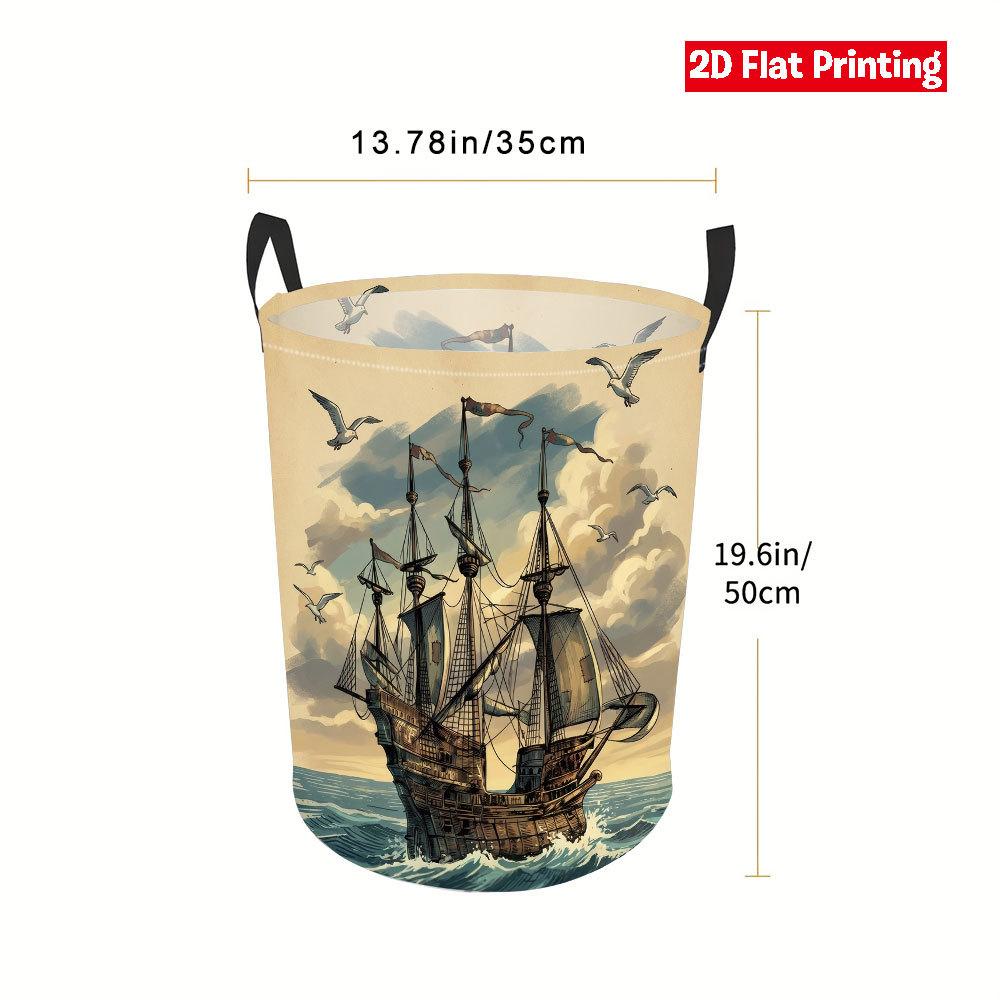 Collapsible Laundry Basket Large Round Waterproof Fabric Hamper Dirty Clothes Storage Bin Toy Organizer with Handles