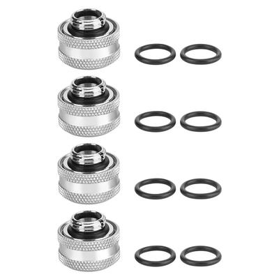 4 Pcs  Pack Water Cooling Compression Fitting for Rigid Acrylic Tube OD 14mm Silver