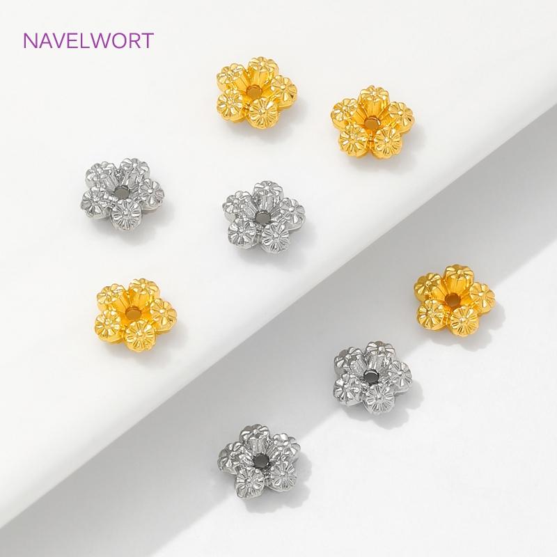 18K Gold Plated Brass Flower Spacer Beads For Jewelry Making,Separators For beads,Accessories For Bracelets,DIY Beading Supplies