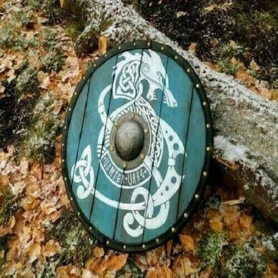 Viking Round Shield Armor Templar Medieval LARP Warrior Wood & Steel Blue — фото 3