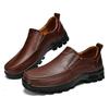 Men's Large Size Leather Loafers - Outdoor, Casual, Slip-On, Spring Low-Top Dad Shoes