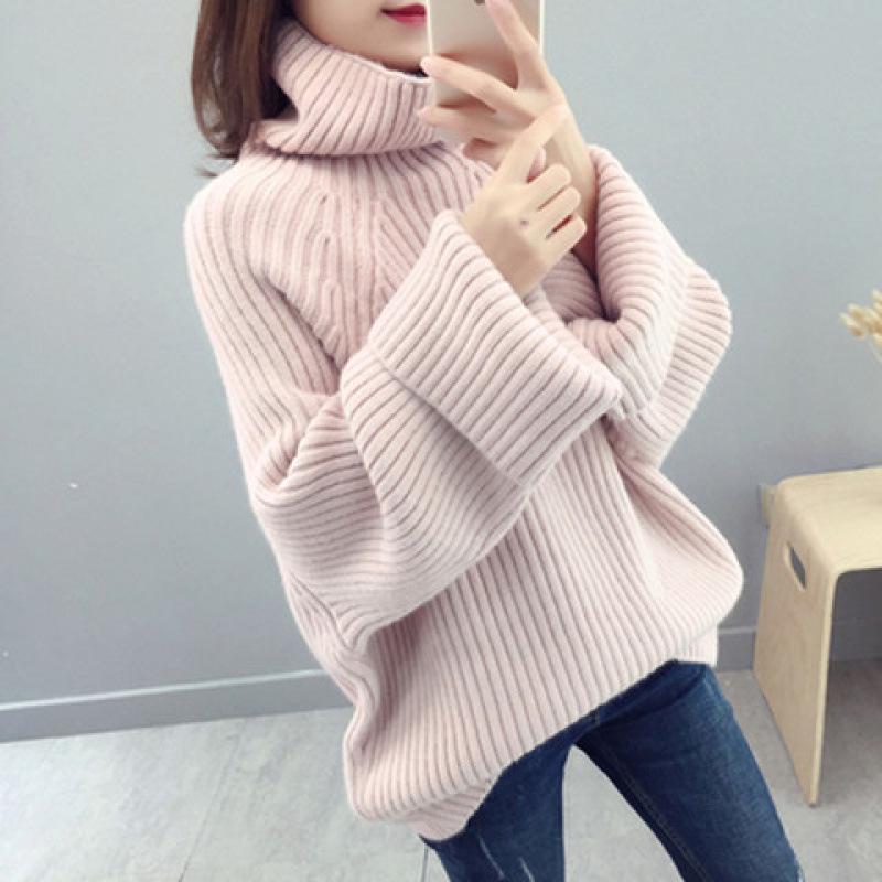 Women's Loose Korean-Style Turtleneck Sweater - 2024 Autumn/Winter Trendy Knitted Pullover
