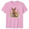 Watercolor Bunny Rabbit Wildflowers Floral TShirt Spring Gift For Him And Her