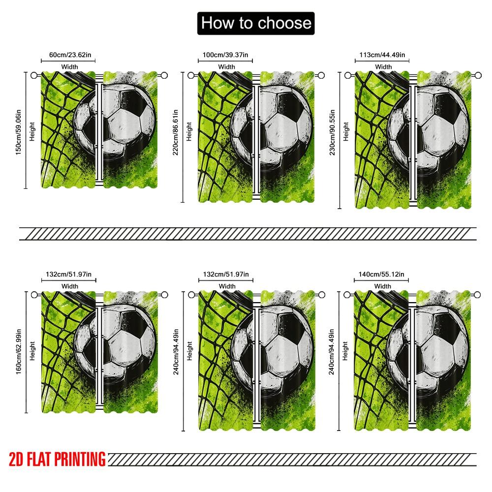 2pcs,2D plane printing Curtains Digital Printed Goal Impact Art Versatile Durable Polyester (without rod) Decorations For Home