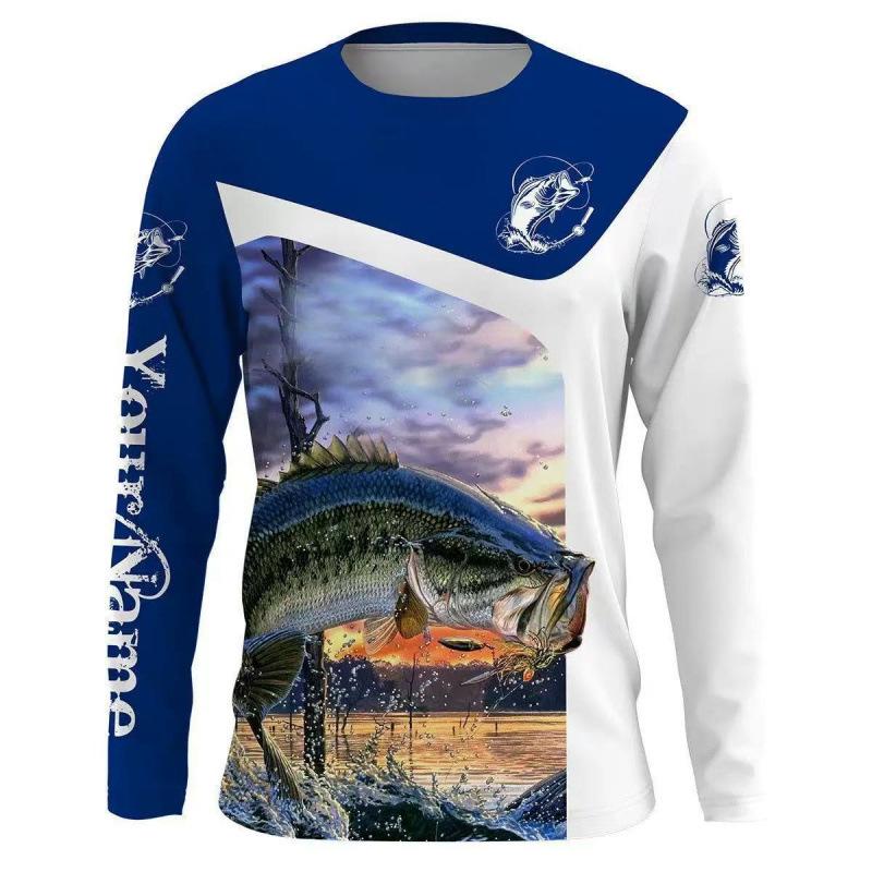 Fishing Series 3D Digital Printed Men's Street Trendy Round Neck Long Sleeve T-shirt