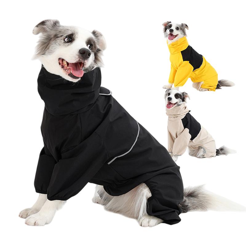 Large Dog Raincoat  Puppy Waterproof Windproof Rainproof Hooded Raincoat Medium Large Dog Labrador Retrievers Rain Jacket