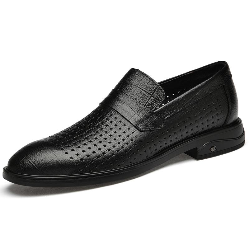 Men s Round Toe Casual Low Heel Leather Shoes – Waterproof Formal Business Footwear 41