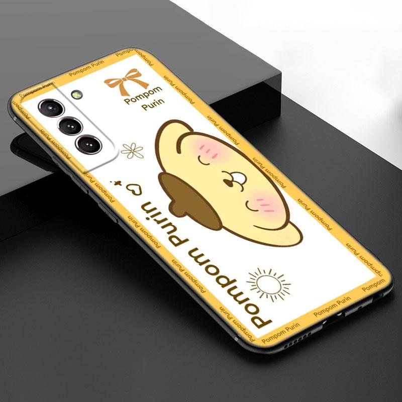 

Cute Sanrio Pompompurin Black Silicone Phone Case For Samsung Galaxy S23 S21 S20 FE S24 S22 Ultra S10E S10 S9 S8 Plus Samsung S22