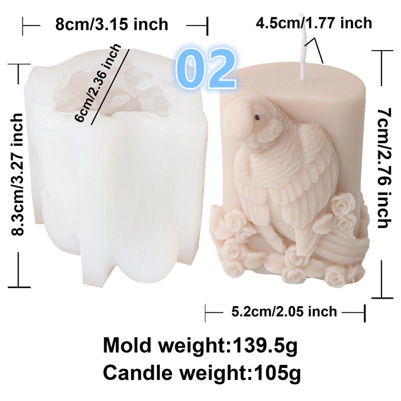 Animal Owl Bird Parrot Feathery Birds Silicones Mold DIY Standing Parrot  Bird Candle Mold  Animal Desktop Ornament Gypsum Mold