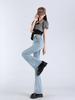 Women's High-Waisted Light Blue Micro-Flared Jeans - 2024 Spring/Autumn Versatile Long Pants.