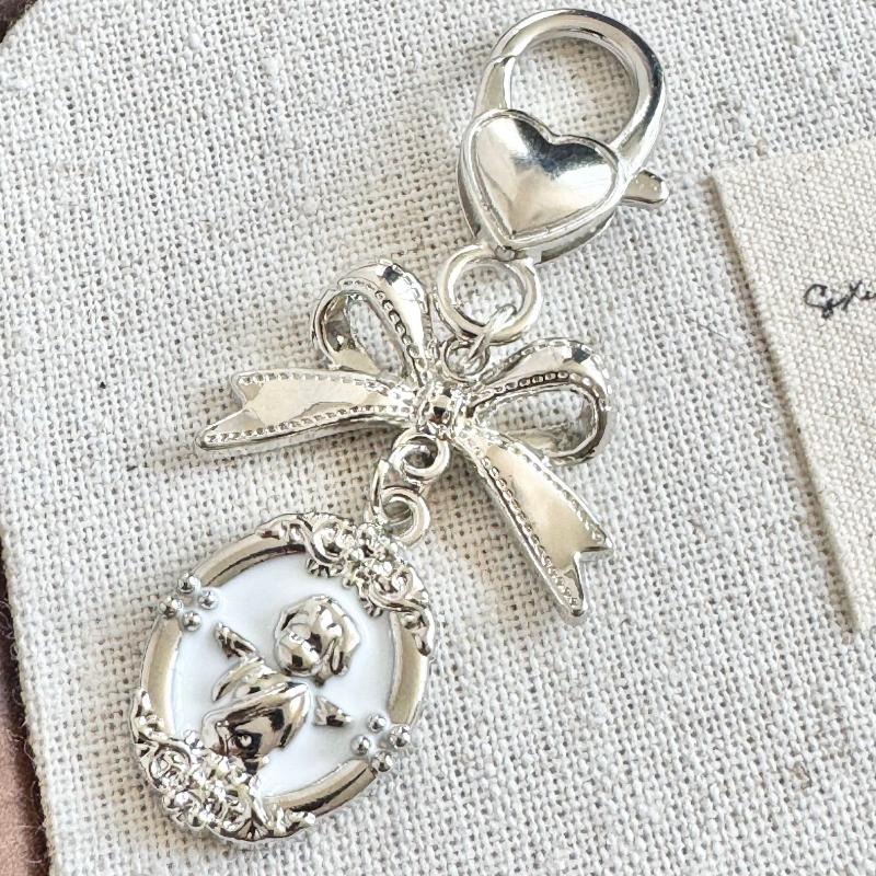 

Retro Angel Keychain Girls For Women Girl Cute Bowknot Keyring Car Key Chain Holder Trinket Bag Charms Pendant Jewelry Gift белый