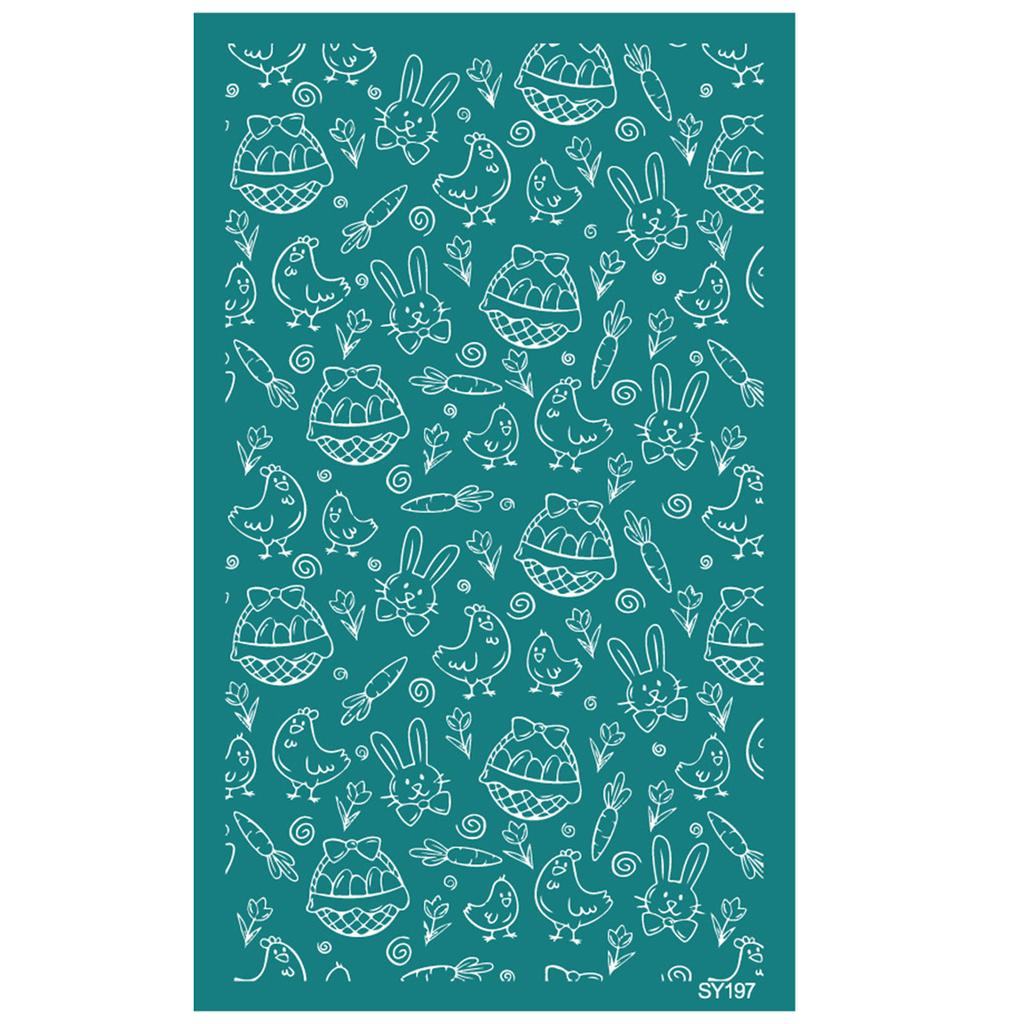 Rabbits Eggshell Silk Screen Stencils 6.3x4Inch Washable Silkscreen Print Stencils for Clay Earrings Jewelry Making