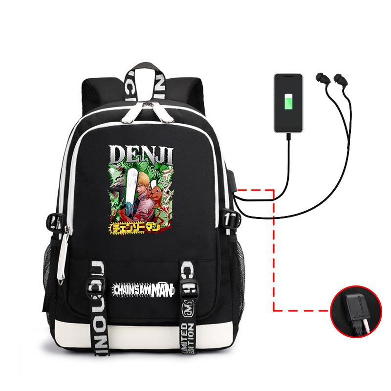 Animation, Chainsaw Man, Peripheral Backpack Usb Large-Capacity Computer Bag, Youth Schoolbag