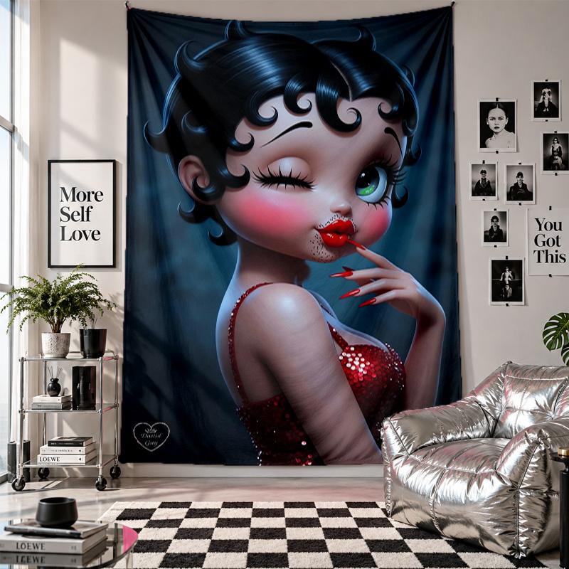 Wall TapestryBetty Boop Art Hanging Cloth Decorative Background Cover for Room Decoration