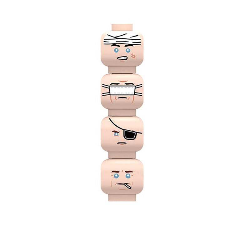 Non-Toxic Ww2 Injured Emotional Face Heads Building Blocks Army Soldiers Figures Zombie Heads Military Weapon Parts Bricks Toy