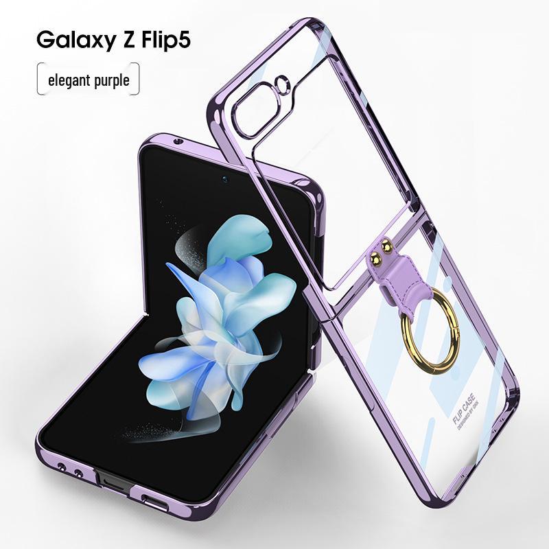 Samsung Z Flip5 Case with Ring: Electroplated, Foldable, Anti-Fall Protection