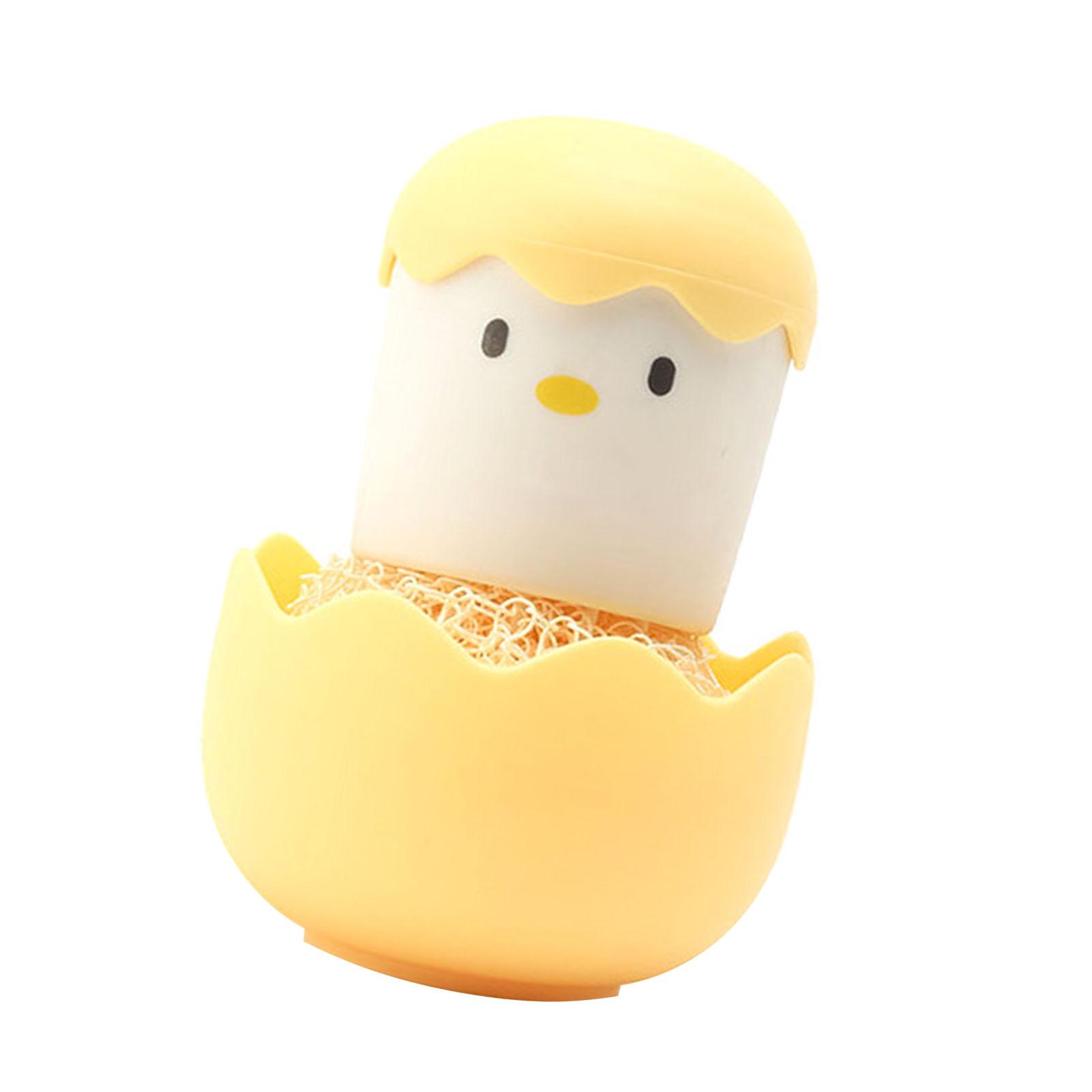 

Eggshell Chicken Cleaning Brush Cartoon Kitchen Cleaning Scrubbers Head with Detachable Handle for Bowls Pots