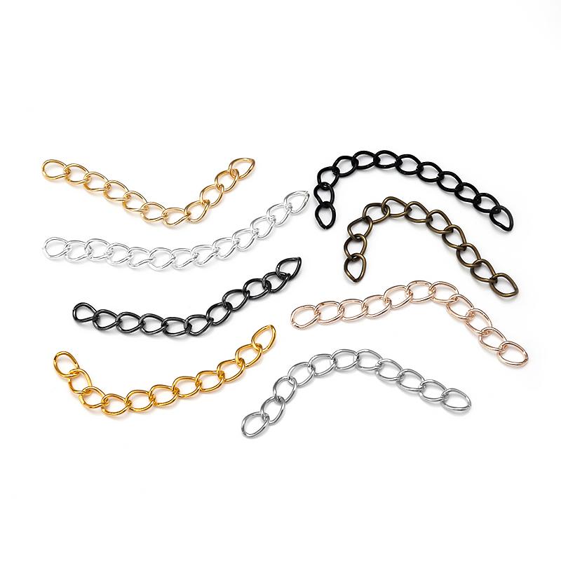 100 pièces/Lot 50mm 70mm Chaînes de Queue en Gros Chaîne d'Extension Allongée pour Bracelets Colliers Fabrication de Bijoux DIY Vente en Gros