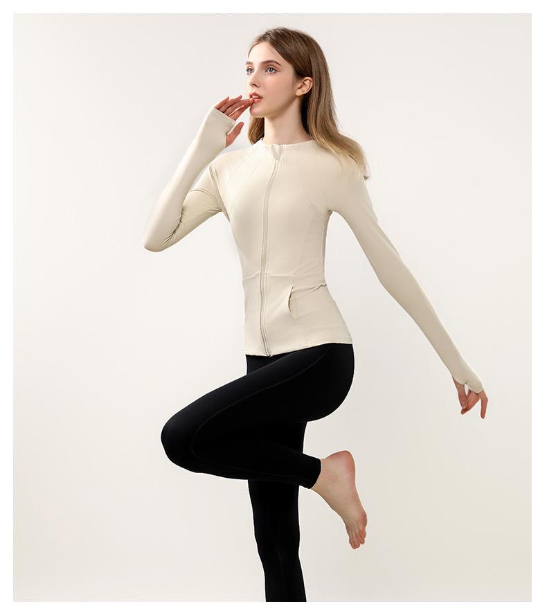 Women's Autumn Long Sleeve Zipper Yoga Jacket - Slim Fit for Running & Training