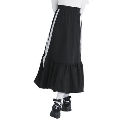 Yume Tembo Skirt, Side Lace Balloon Long Skirt, Black