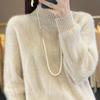 Damen Pullover Herbst/Winter Hochwertiger weicher Pullover aus Merinowolle mit halbem Stehkragen und dickem Kaschmirpullover-Oberteil