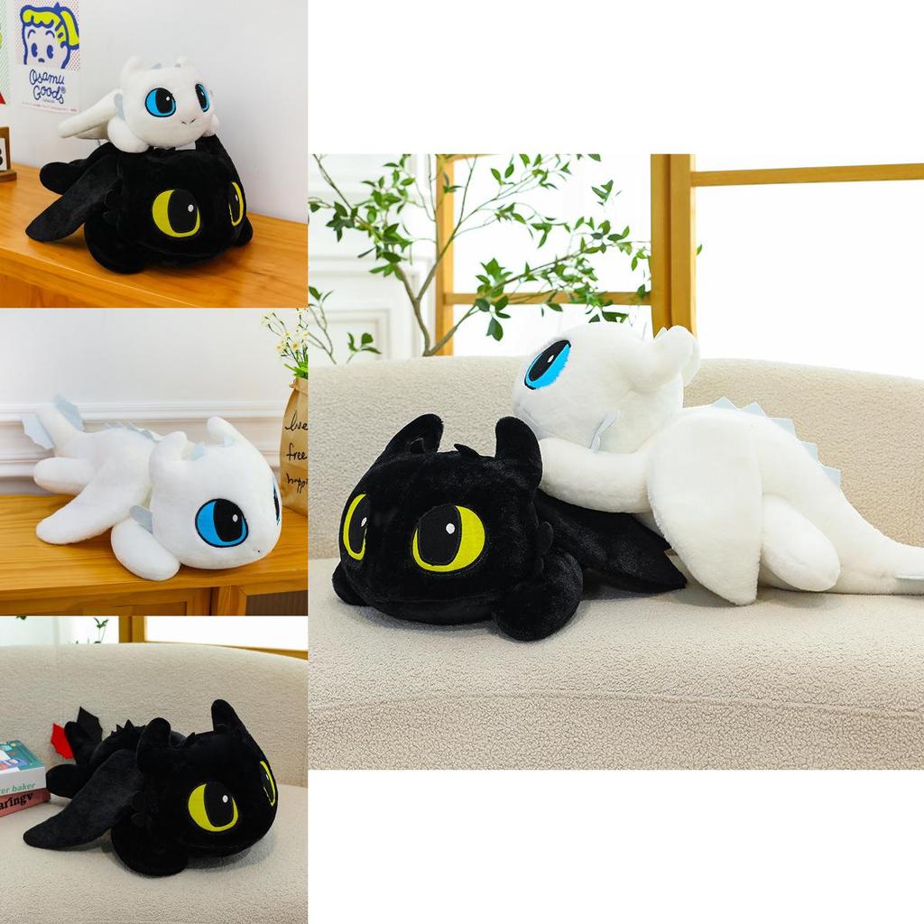 Adorable Rabbit Fur Fluffy Toothless Dragon Plush Toy Cuddly Pillow For Girls Birthday Gift