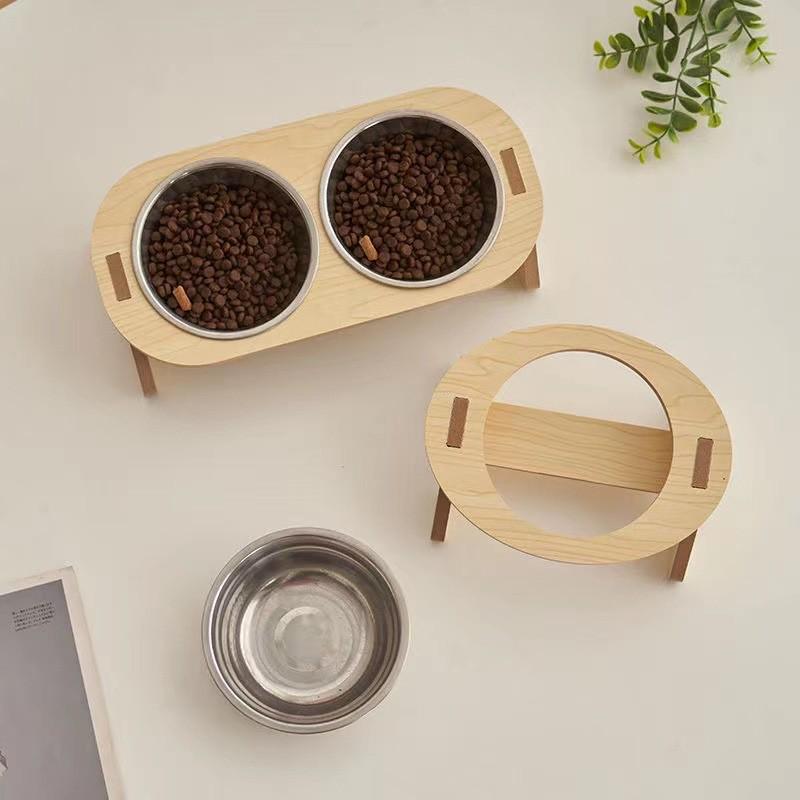 Anti-tip Ceramic Double Bowl for Cats & Small Dogs