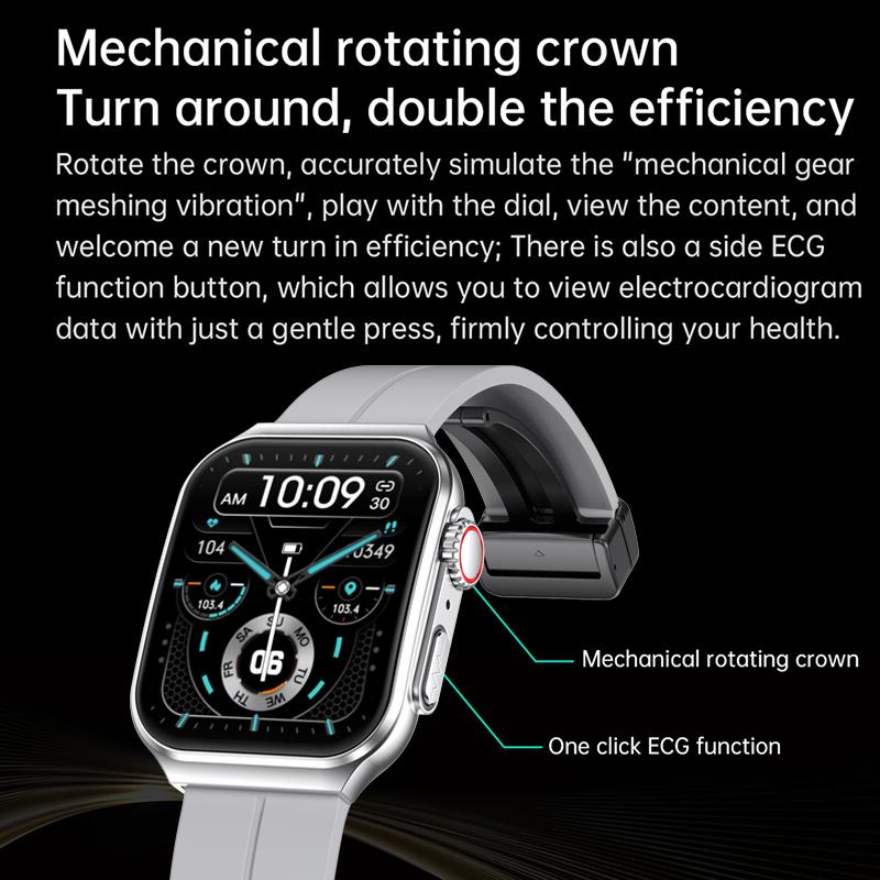 Fashion Smart Watch 320*386 HD 3D Böjd 1,96 tums skärm Bluetooth Call ECG+PPG Puls Blodtryck Hälsa Smartwatch+Box