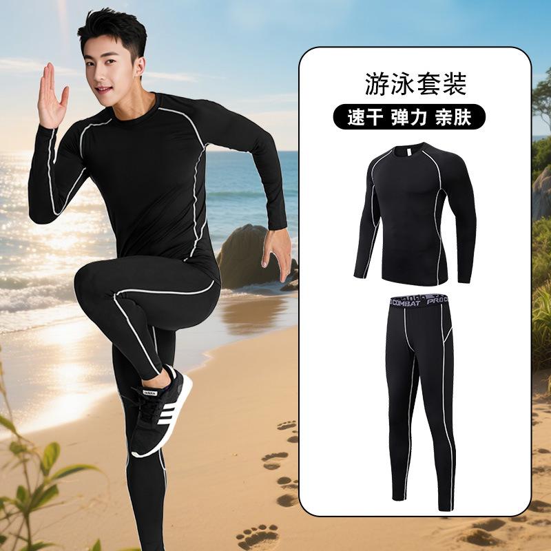 Herren Badehose Neoprenanzug Anzug Sonnenschutz Langarm Hose Ganzkörper Quallenanzug Schwimmen Surfen Schnorcheln Geteilter Badeanzug