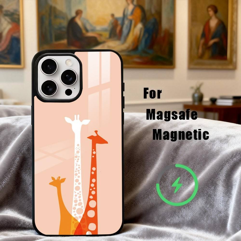 Towering Giraffe Art Phone Case For iPhone17,16,15,14,13,12,11 Plus,Pro Max Magnetic For Magsafe Wireless Charging
