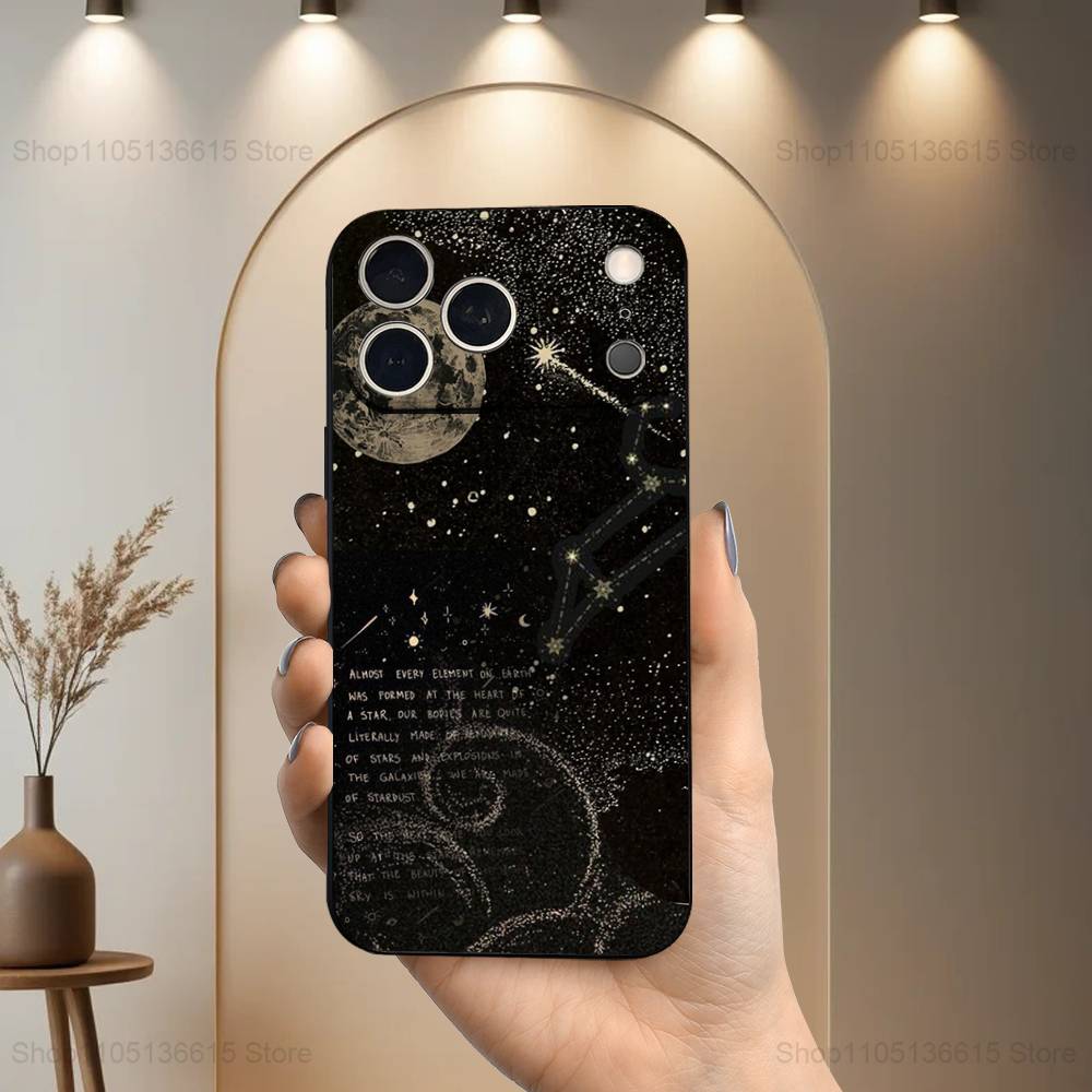 Twelve Constellations Art Phone Case For iPhone 15,14,13,17,16,12,11,Plus,Pro Max,XS,X,Mini,8,7,XR,SE,Soft Silicone Black