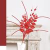 6Pcs Decorative Faux Leaves with Berries Gold Powder Coated Leaf and Berries Clusters for Creative Decoration