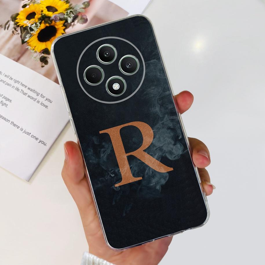 Für OPPO Reno12 F Hülle Niedliche A Z Buchstaben Blume Transparent Weiches Silikon Handy Rückseite Abdeckung Für OPPO Reno 12F 5G Reno12F 2024 Capa