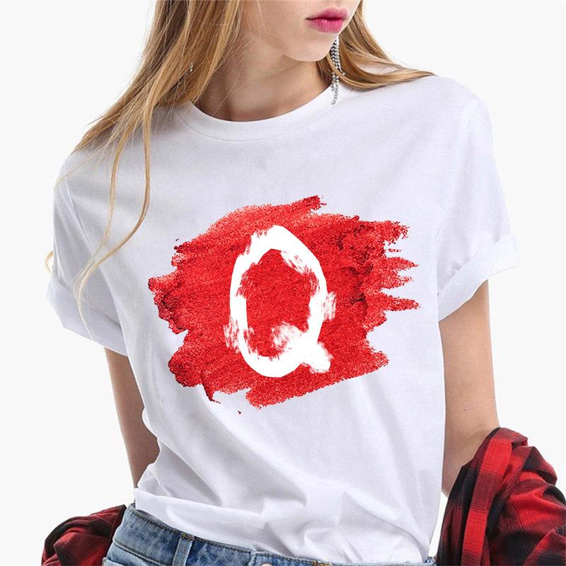 Women T Shirt Harajuku Summer 26 Alphabet K Print Woman Tee Tops Casual 90S Tshirt Femme Fashion Female T-Shirt