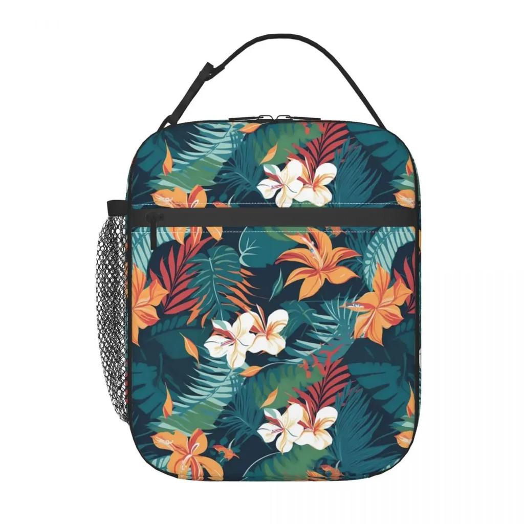 Insulated Lunch Bags Tropical Floral Lunch Bag Leaf School Lunch Box For Women Waterproof Insulated Cooler Bag Christmas Gift