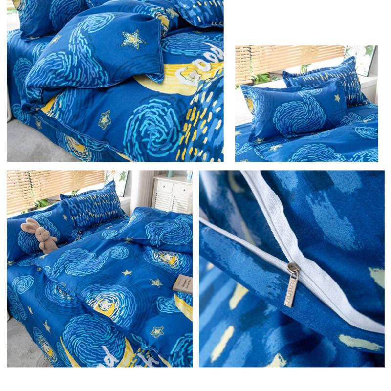 Cartoon Duvet Cover Set 3 or 4 Pieces Like Textured Breathable Durable Soft Comfy Washed Cotton Linen Feel Super Soft