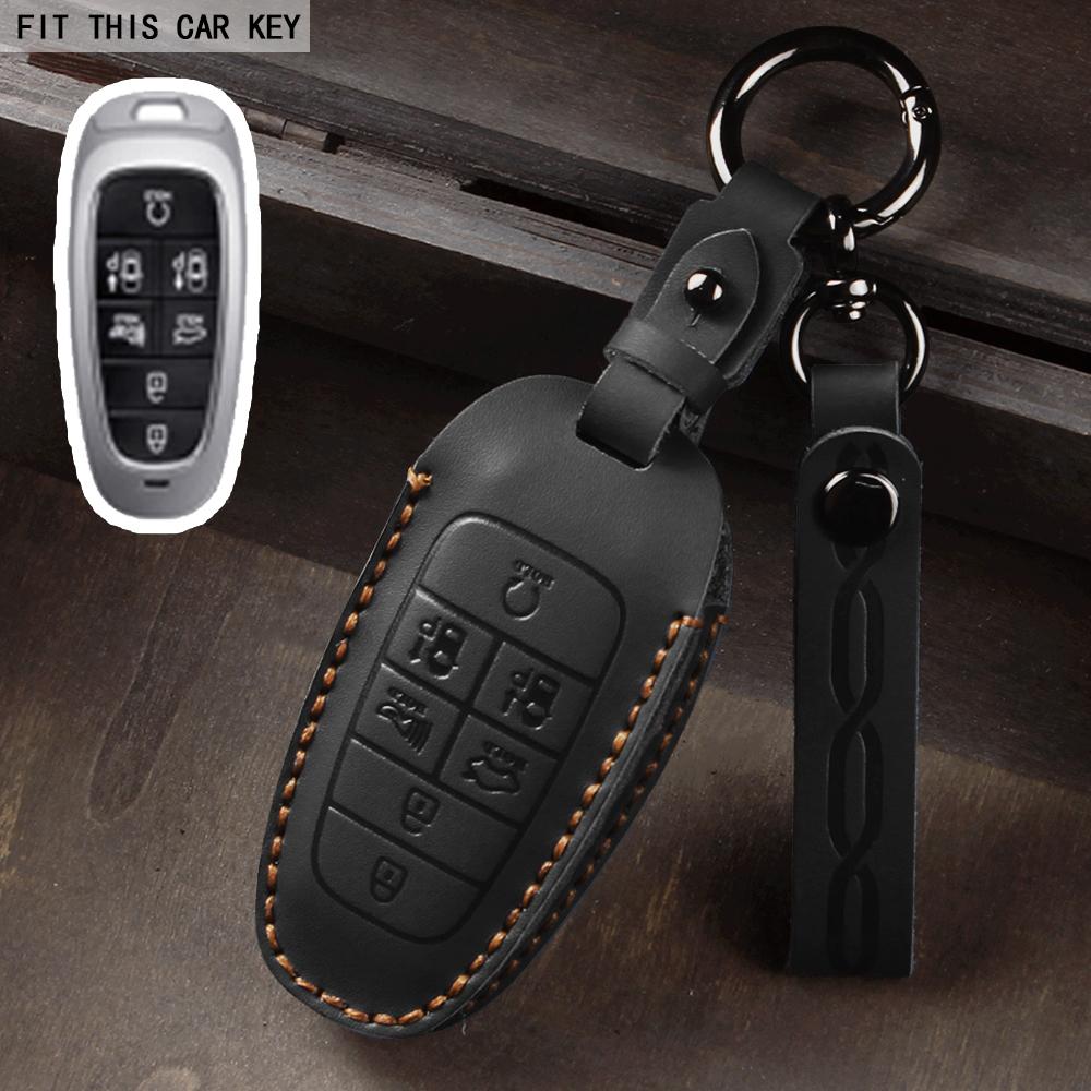 Schlüssel Lederetui Schlüsselanhänger für Hyundai Santa Fe Tucson 2022 NEXO NX4 Atos Solaris Prime 2021 Autoschlüsselabdeckung Schale