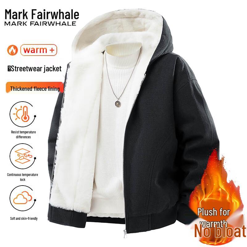 Mark Fairwhale Men's Solid Color Hooded Warm Jacket