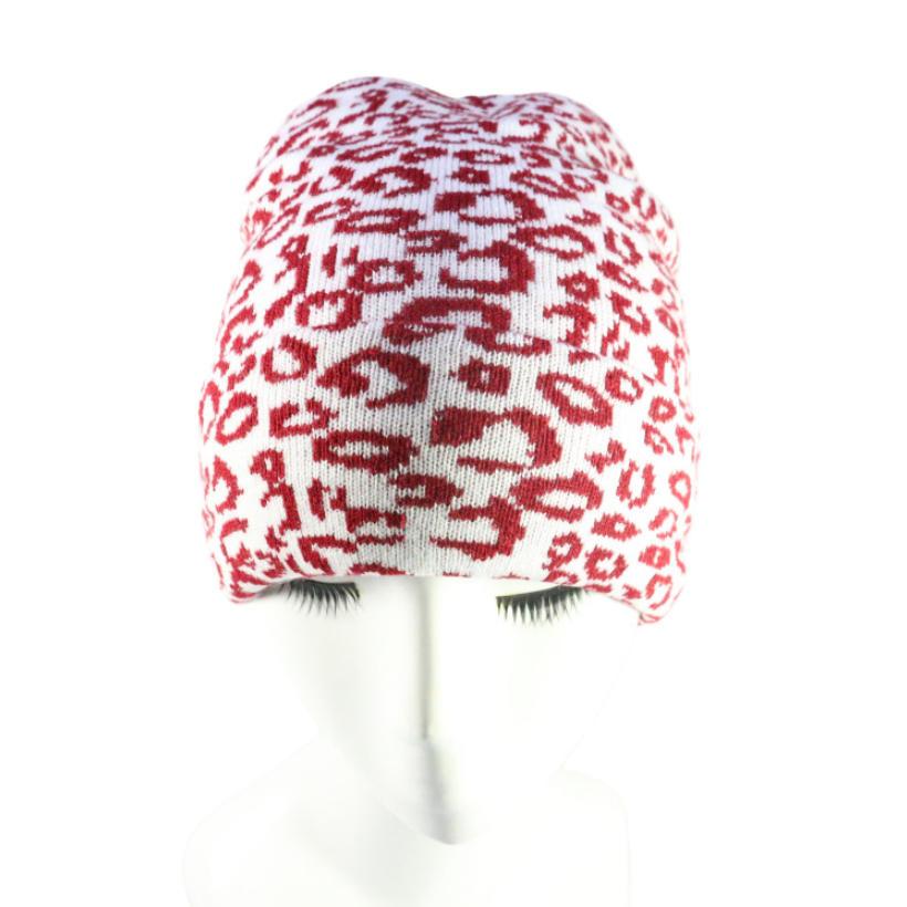 Autumn and winter new leopard print knitted hat thickened warm wool hat unisex cold warm cold hat multi-color