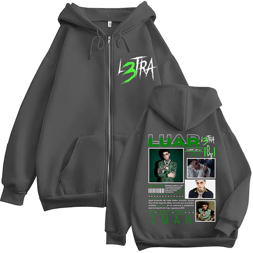 Rapper Luar La L Album L3TRA Zipper Hoodies Men's Women Hip Hop Fashion Zip Up Sweatshirts Oversized Pullovers Jacket Streetwear