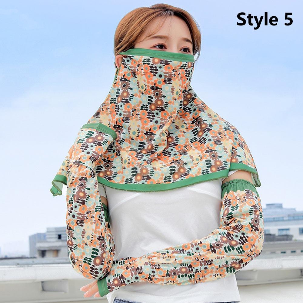 Arm Sleeve Sun Protection Mask Full Face Sun Protection Sleeves Sunshade Face Mask  Driving Cycling