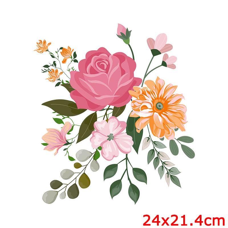 Flower Patch Thermo Sticker On Clothes Patches For T-Shirt Iron On Transfer For Clothing Letters Stripe Applique Thermal Decor