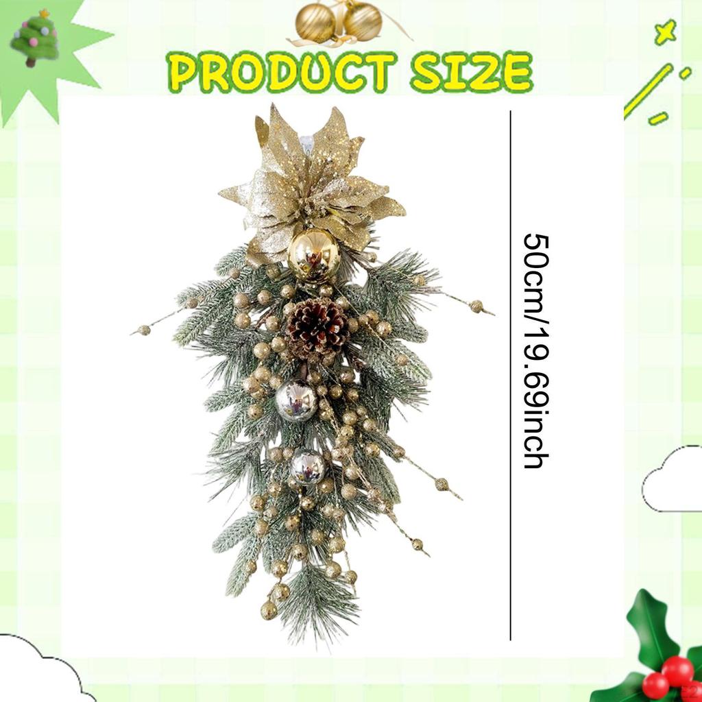 Jul Tårformad Swag, Väggdekoration, Prydnad Julkrans Vinter Swag Girlang för Inomhusbruk