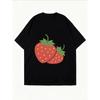 Strawberry Print T Shirt White Casual Summer Top For Women Streetwear Fashion Trendy Graphic Tee With Fruit Design Perfect For Everyday Wear
