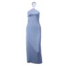 Royal sister wind one-word shoulder neck splicing satin dress women's summer French halter, thin slim mid-length dress