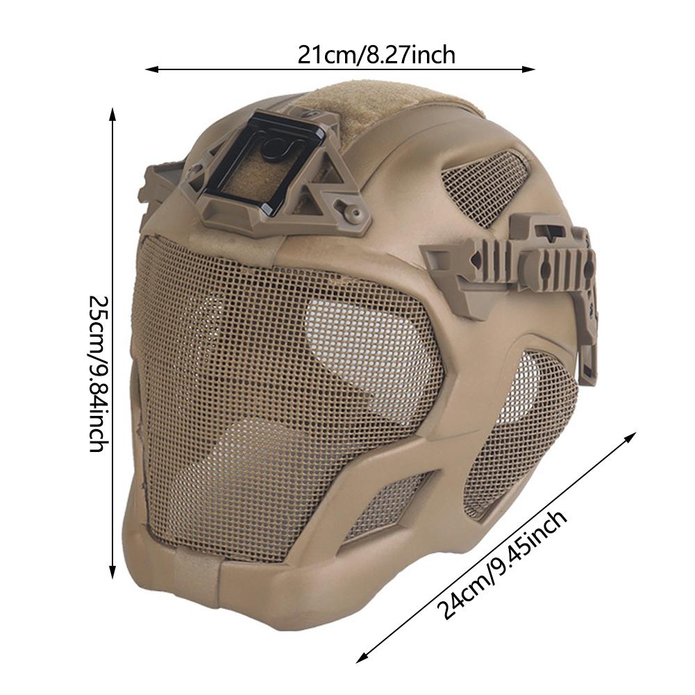 Vollschutz Taktischer Sporthelm Vollgesichts-Stahlgittermaske Airsoft Jagd Schießen Reithelm für den Außenbereich Kopfschutz