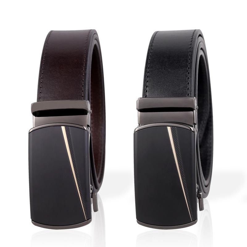 2024 Men's Genuine Leather Automatic Buckle Belt - Versatile Vegetable Tanned Cowhide for Business Style