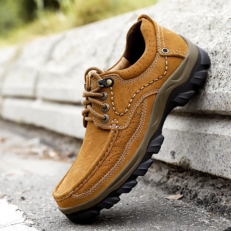 Men's Shoes Autumn and Winter First-layer Cowhide Shoes Men's Outdoor Matte Leather Sports and Leisure Shoes Men's Platform Leather Shoes