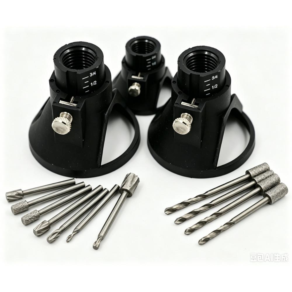 5/3Pcs Wood Carving Locator Set Rotary Drill Bit Milling Cutter Guide Attachment Fit Dremel Portable Woodworking Grooving Tools